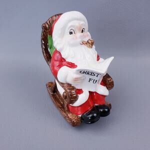 Vintage Lefton Santa Rocking Chair Christmas Fund Ceramic Coin Bank